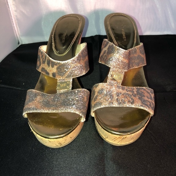 Marc Fisher Leopard Print Wedge Sandal - Picture 1 of 6